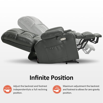Fauteuil inclinable électrique à double moteur MCombo avec massage et chauffage, positions infinies, similicuir R7897 (moyen-large)