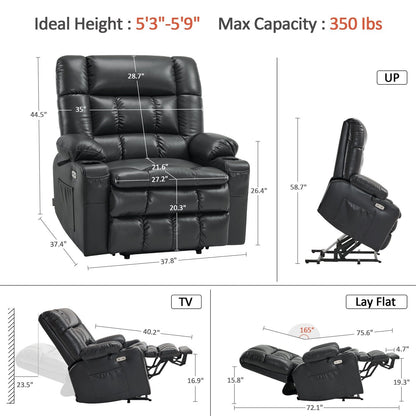 Fauteuil inclinable électrique à double moteur MCombo avec massage et chauffage, positions infinies, similicuir R7897 (moyen-large)