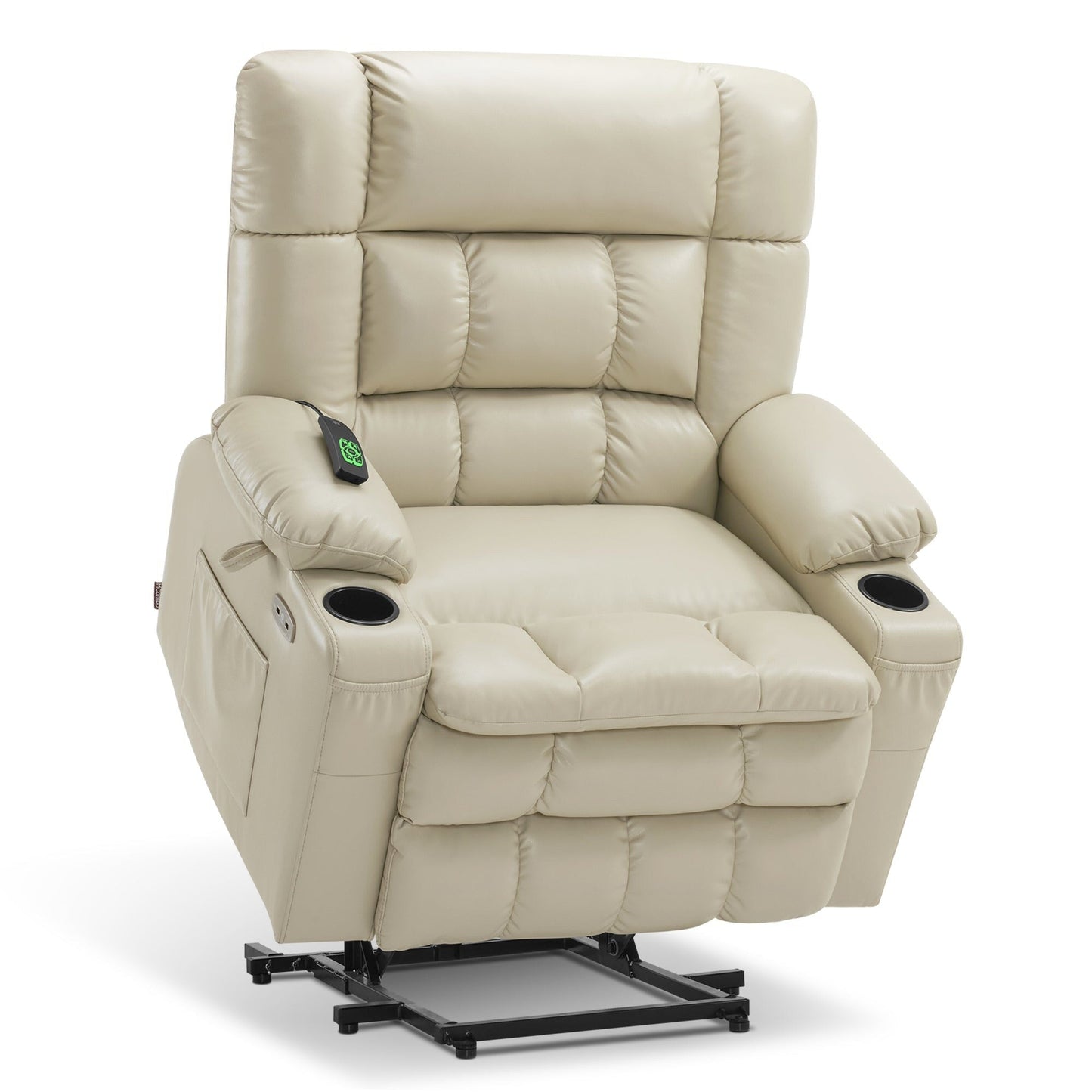 Fauteuil inclinable électrique à double moteur MCombo avec massage et chauffage, positions infinies, similicuir R7897 (moyen-large)