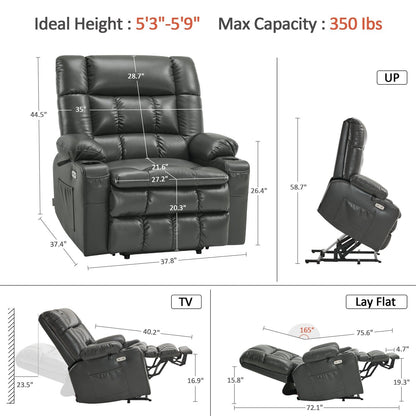 Fauteuil inclinable électrique à double moteur MCombo avec massage et chauffage, positions infinies, similicuir R7897 (moyen-large)