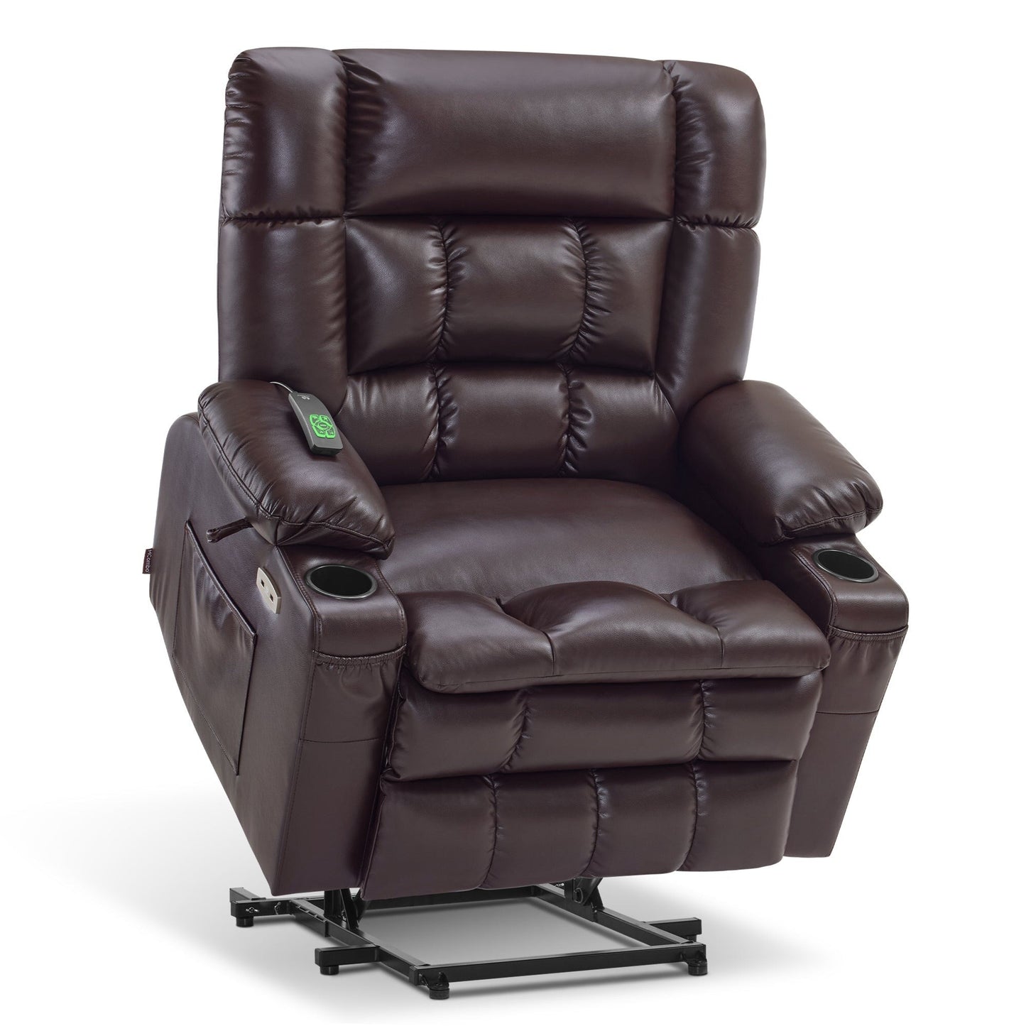 Fauteuil inclinable électrique à double moteur MCombo avec massage et chauffage, positions infinies, similicuir R7897 (moyen-large)