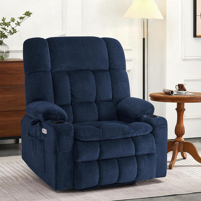 Fauteuil inclinable électrique à double moteur MCombo avec massage et chauffage pour personnes de grande taille, tissu R7891 (grand/large)