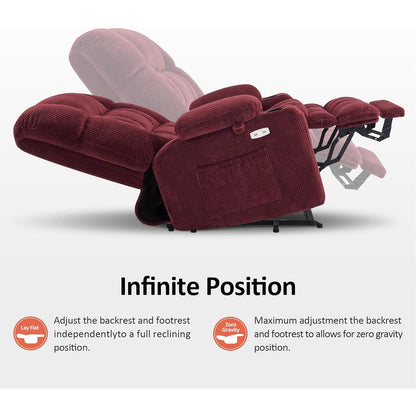 Fauteuil inclinable électrique à double moteur MCombo avec massage et chauffage pour personnes de grande taille, tissu R7891 (grand/large)