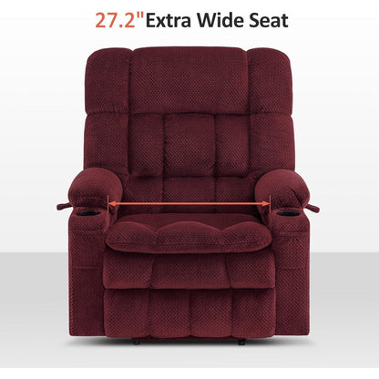 Fauteuil inclinable électrique à double moteur MCombo avec massage et chauffage pour personnes de grande taille, tissu R7891 (grand/large)