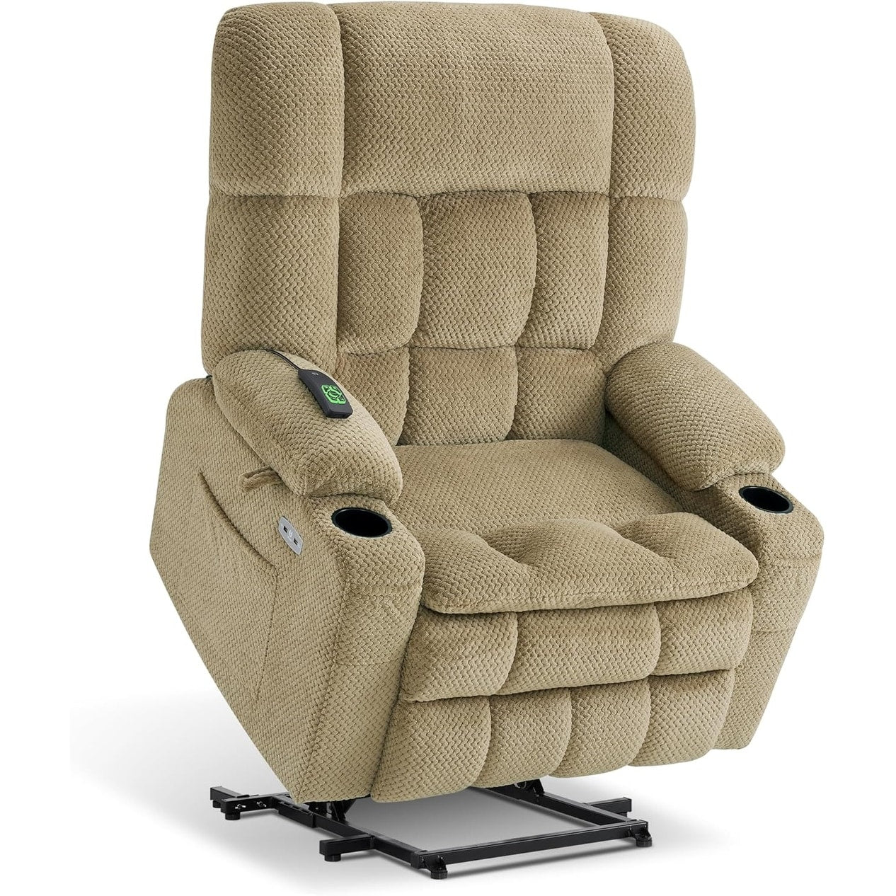 Fauteuil inclinable électrique à double moteur MCombo avec massage et chauffage pour personnes de grande taille, tissu R7891 (grand/large)