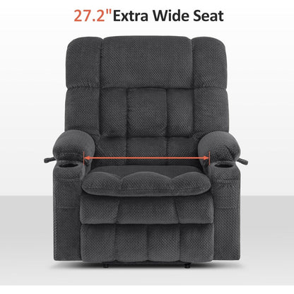 Fauteuil inclinable électrique à double moteur MCombo avec massage et chauffage pour personnes de grande taille, tissu R7891 (grand/large)