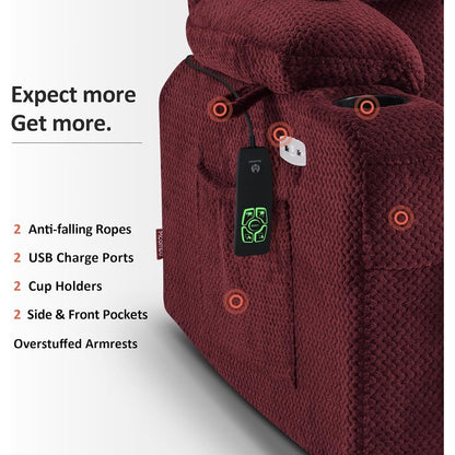 Fauteuil inclinable électrique à double moteur MCombo avec massage et chauffage pour personnes de grande taille, tissu R7891 (grand/large)