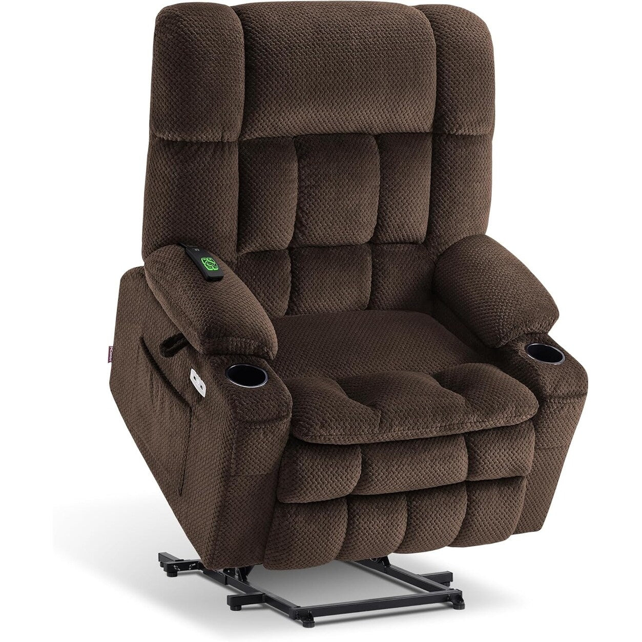 Fauteuil inclinable électrique à double moteur MCombo avec massage et chauffage pour personnes de grande taille, tissu R7891 (grand/large)