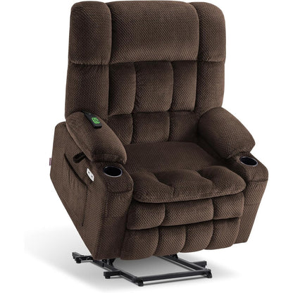 Fauteuil inclinable électrique à double moteur MCombo avec massage et chauffage pour personnes de grande taille, tissu R7891 (grand/large)