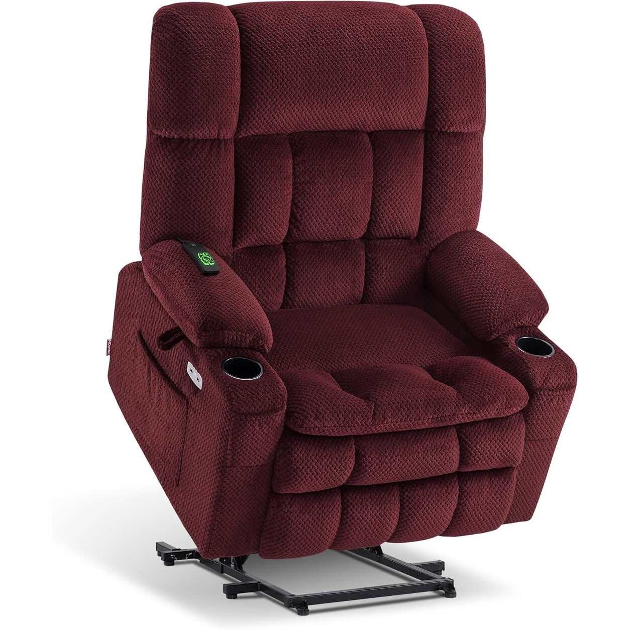Fauteuil inclinable électrique à double moteur MCombo avec massage et chauffage pour personnes de grande taille, tissu R7891 (grand/large)