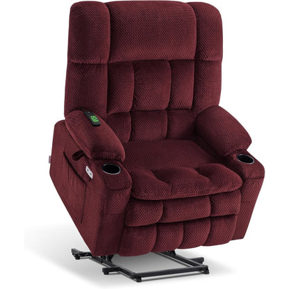 Fauteuil inclinable électrique à double moteur MCombo avec massage et chauffage pour personnes de grande taille, tissu R7891 (grand/large)