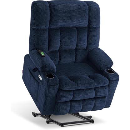 Fauteuil inclinable électrique à double moteur MCombo avec massage et chauffage pour personnes de grande taille, tissu R7891 (grand/large)