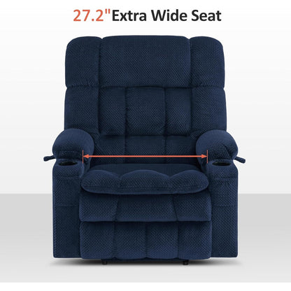 Fauteuil inclinable électrique à double moteur MCombo avec massage et chauffage pour personnes de grande taille, tissu R7891 (grand/large)