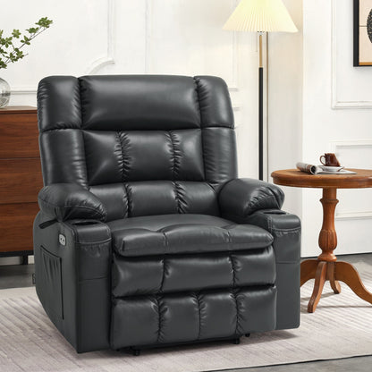 Fauteuil inclinable releveur électrique à double moteur MCombo avec massage et chauffage pour personnes de grande taille, similicuir R7891 (grand/large)