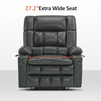 Fauteuil inclinable releveur électrique à double moteur MCombo avec massage et chauffage pour personnes de grande taille, similicuir R7891 (grand/large)