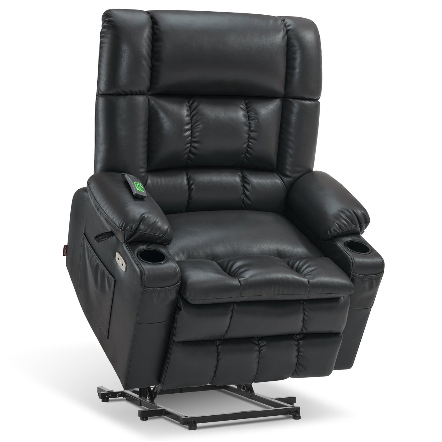 Fauteuil inclinable releveur électrique à double moteur MCombo avec massage et chauffage pour personnes de grande taille, similicuir R7891 (grand/large)
