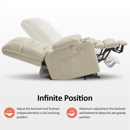 Fauteuil inclinable releveur électrique à double moteur MCombo avec massage et chauffage pour personnes de grande taille, similicuir R7891 (grand/large)
