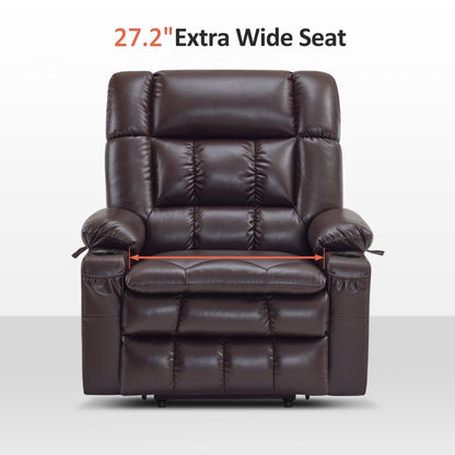 Fauteuil inclinable releveur électrique à double moteur MCombo avec massage et chauffage pour personnes de grande taille, similicuir R7891 (grand/large)