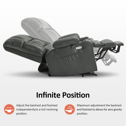 Fauteuil inclinable releveur électrique à double moteur MCombo avec massage et chauffage pour personnes de grande taille, similicuir R7891 (grand/large)