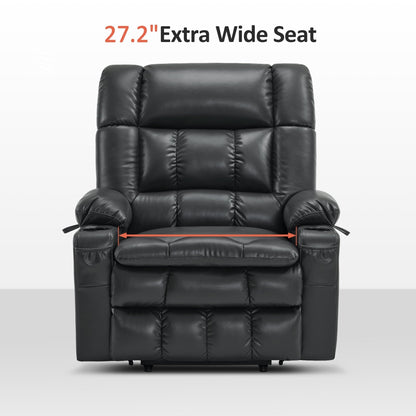 Fauteuil inclinable releveur électrique à double moteur MCombo avec massage et chauffage pour personnes de grande taille, similicuir R7891 (grand/large)