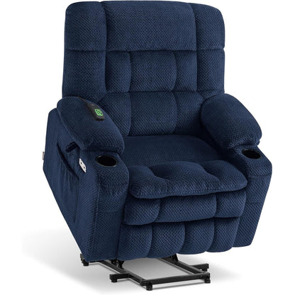 Fauteuil inclinable releveur électrique à double moteur MCombo avec massage et chauffage, positions infinies, tissu R7894 (petit-large)
