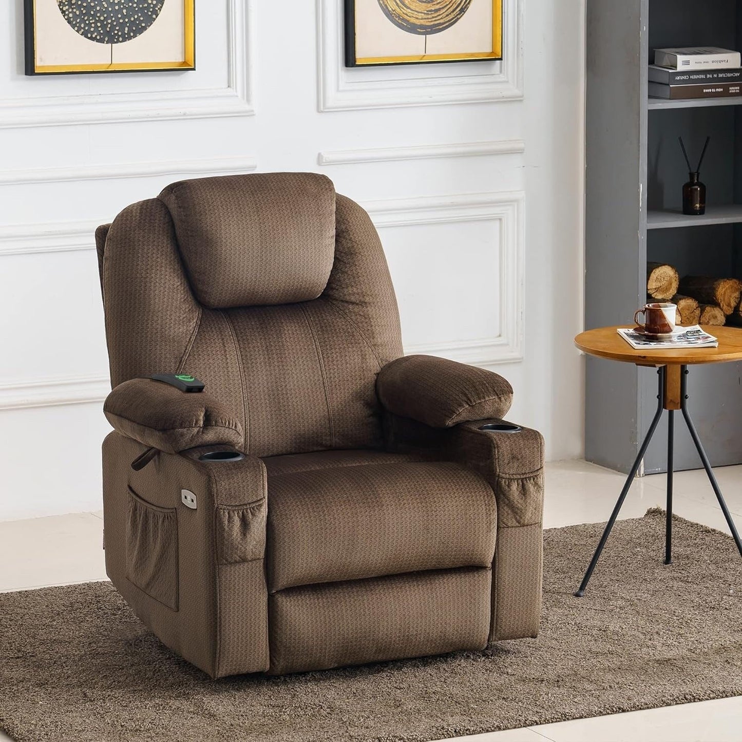 Fauteuil inclinable électrique MCombo avec massage et chauffage, 3 positions, ports USB, tissu 7040
