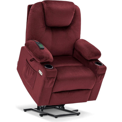 Fauteuil inclinable électrique MCombo avec massage et chauffage, 3 positions, ports USB, tissu 7040