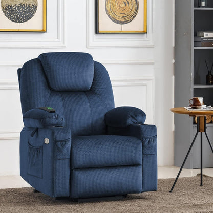 Fauteuil inclinable électrique MCombo avec massage et chauffage, 3 positions, ports USB, tissu 7040