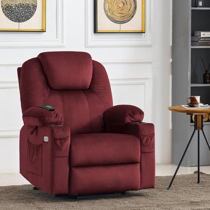 Fauteuil inclinable électrique MCombo avec massage et chauffage, 3 positions, ports USB, tissu 7040
