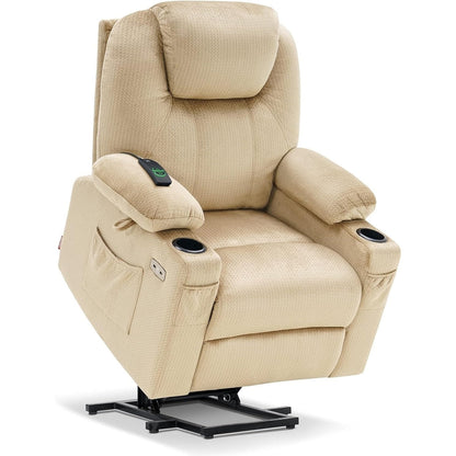 Fauteuil inclinable électrique MCombo avec massage et chauffage, 3 positions, ports USB, tissu 7040