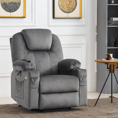 Fauteuil inclinable électrique MCombo avec massage et chauffage, 3 positions, ports USB, tissu 7040