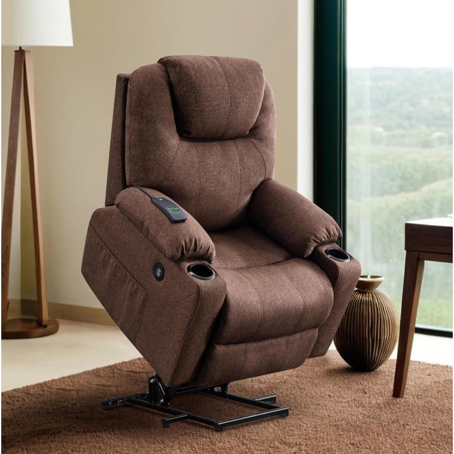 Fauteuil inclinable électrique MCombo avec massage et chauffage, 3 positions, ports USB, tissu 7040