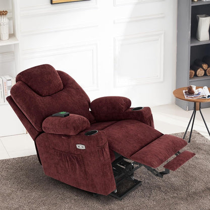 Fauteuil inclinable électrique MCombo avec massage et chauffage, 3 positions, ports USB, tissu 7040
