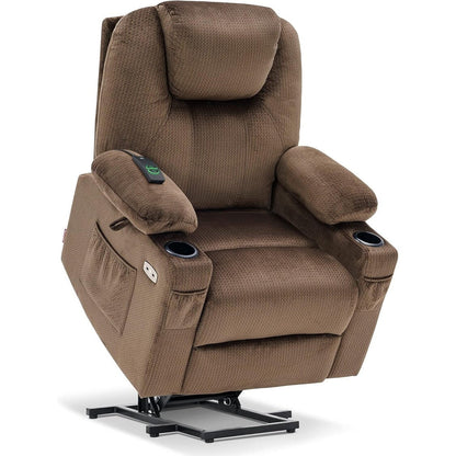 Fauteuil inclinable électrique MCombo avec massage et chauffage, 3 positions, ports USB, tissu 7040
