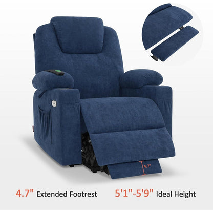 Fauteuil inclinable électrique MCombo avec massage et chauffage, 3 positions, ports USB, tissu 7040