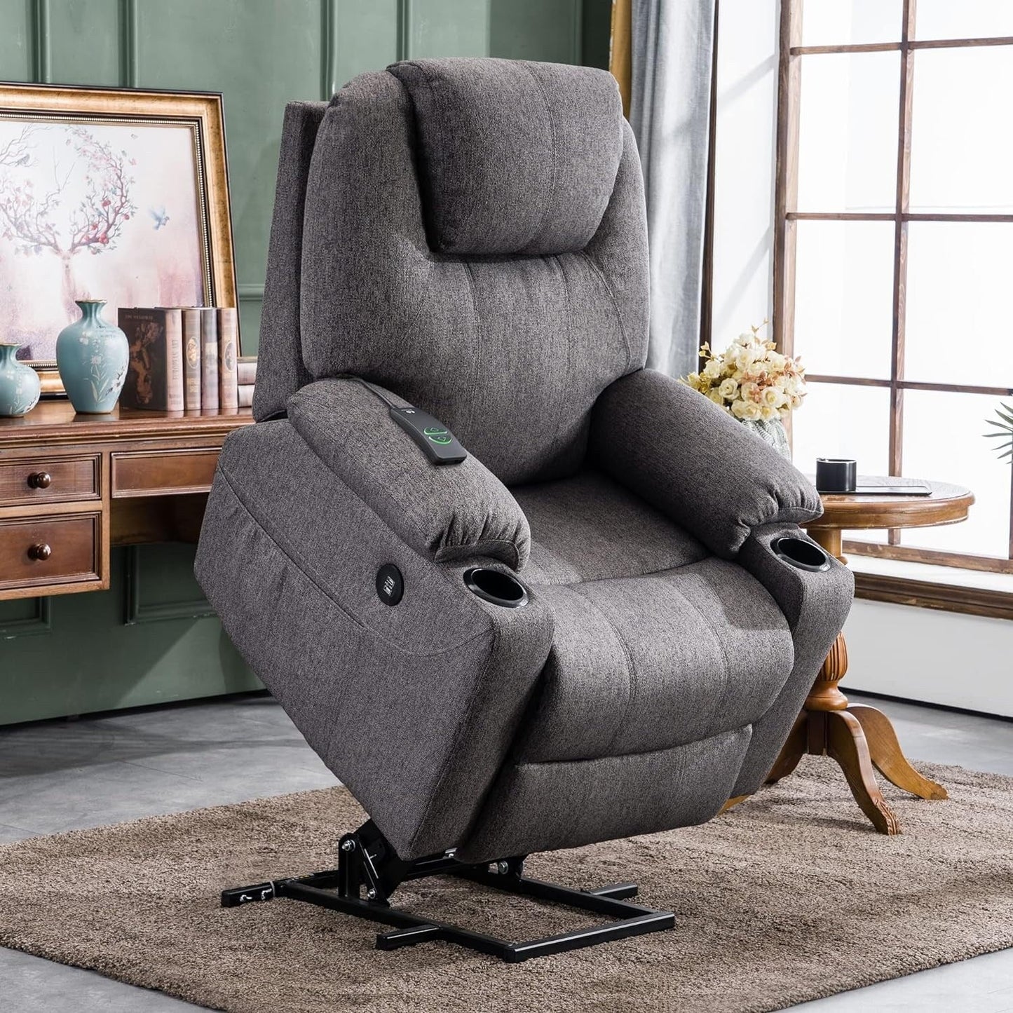 Fauteuil inclinable électrique MCombo avec massage et chauffage, 3 positions, ports USB, tissu 7040