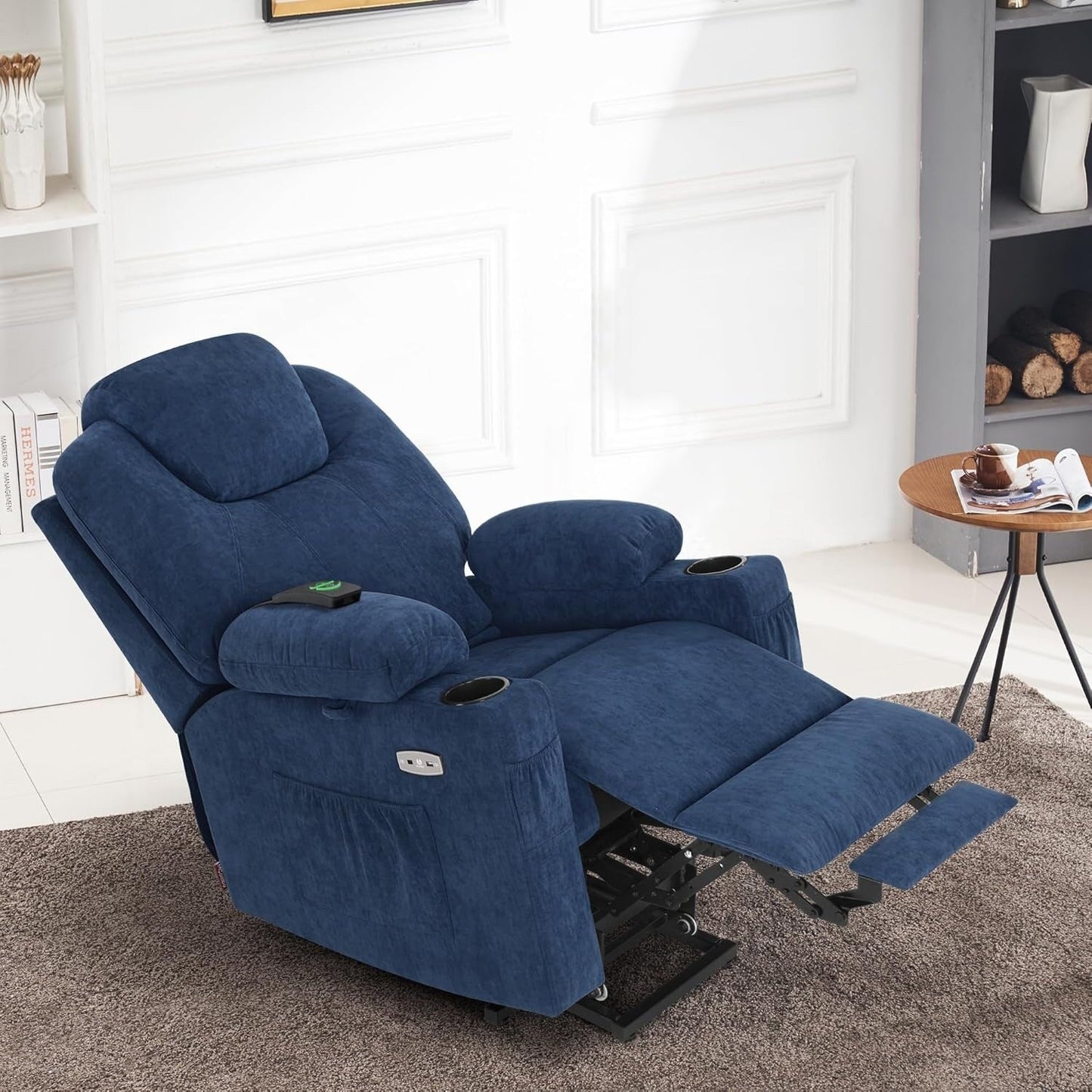 Fauteuil inclinable électrique MCombo avec massage et chauffage, 3 positions, ports USB, tissu 7040