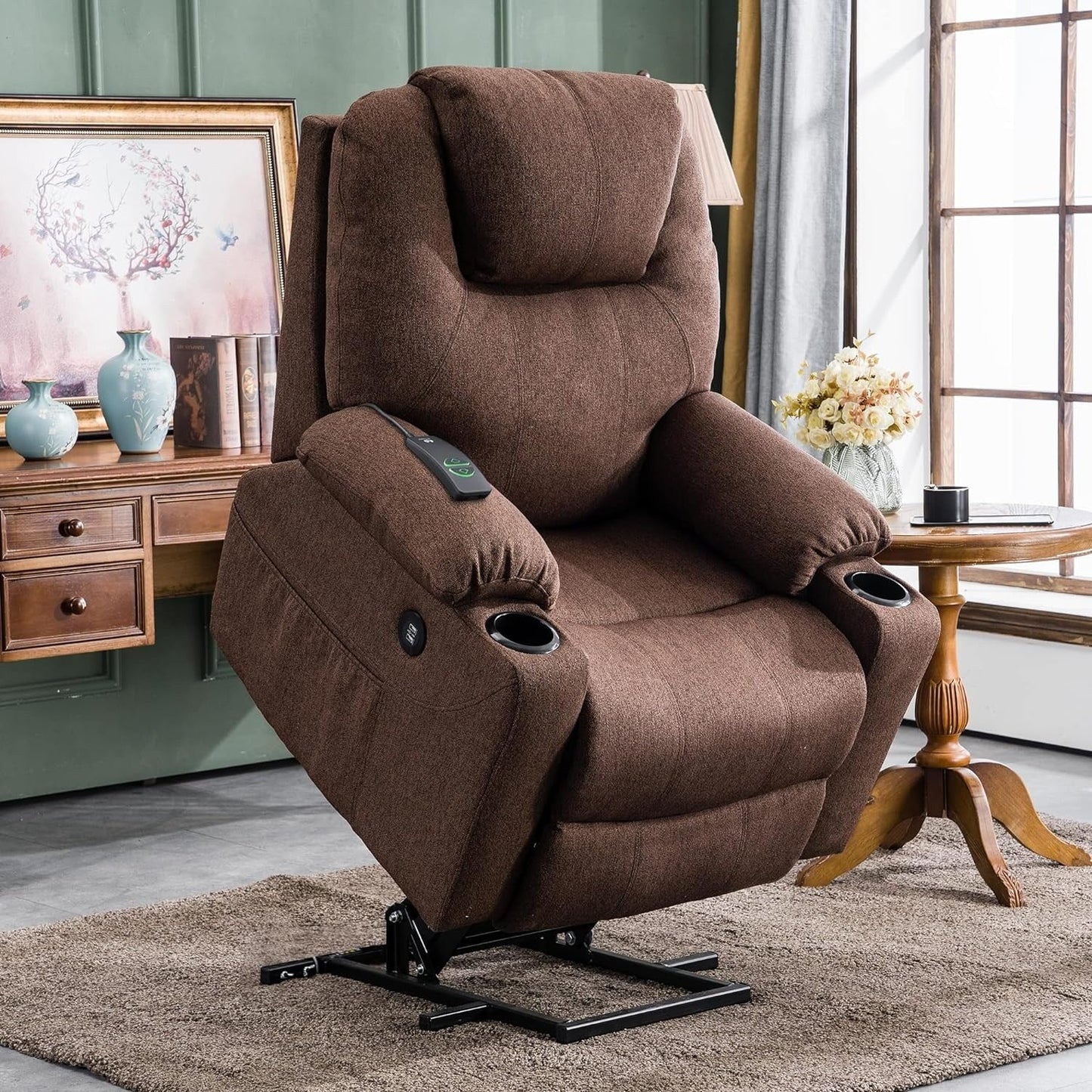 Fauteuil inclinable électrique MCombo avec massage et chauffage, 3 positions, ports USB, tissu 7040