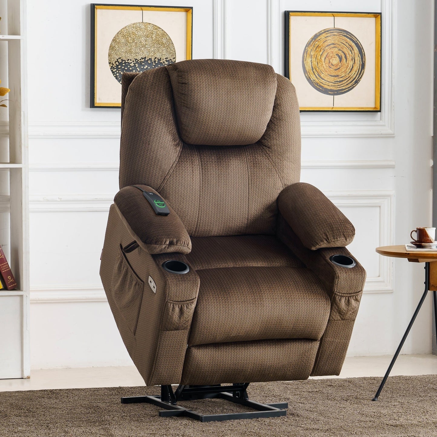 Fauteuil inclinable électrique MCombo avec massage et chauffage, 3 positions, ports USB, tissu 7040