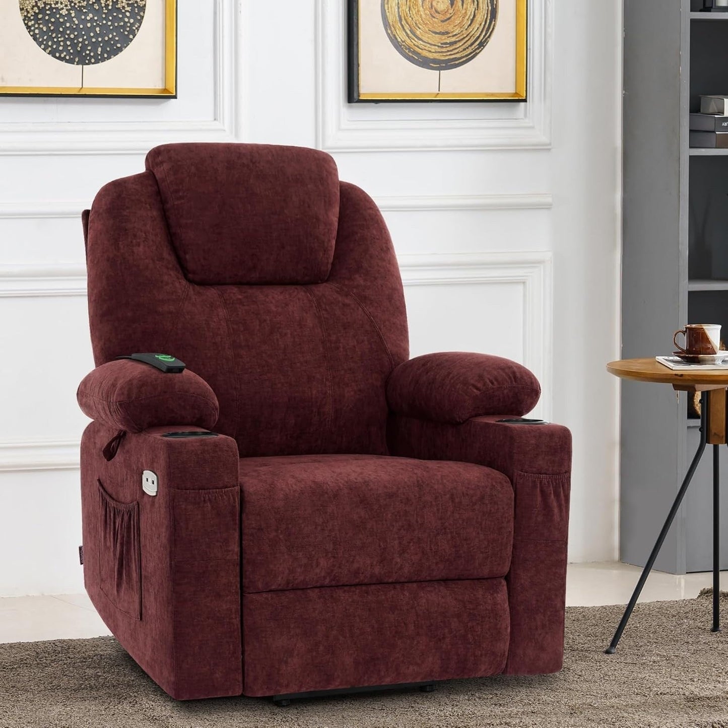 Fauteuil inclinable électrique MCombo avec massage et chauffage, 3 positions, ports USB, tissu 7040