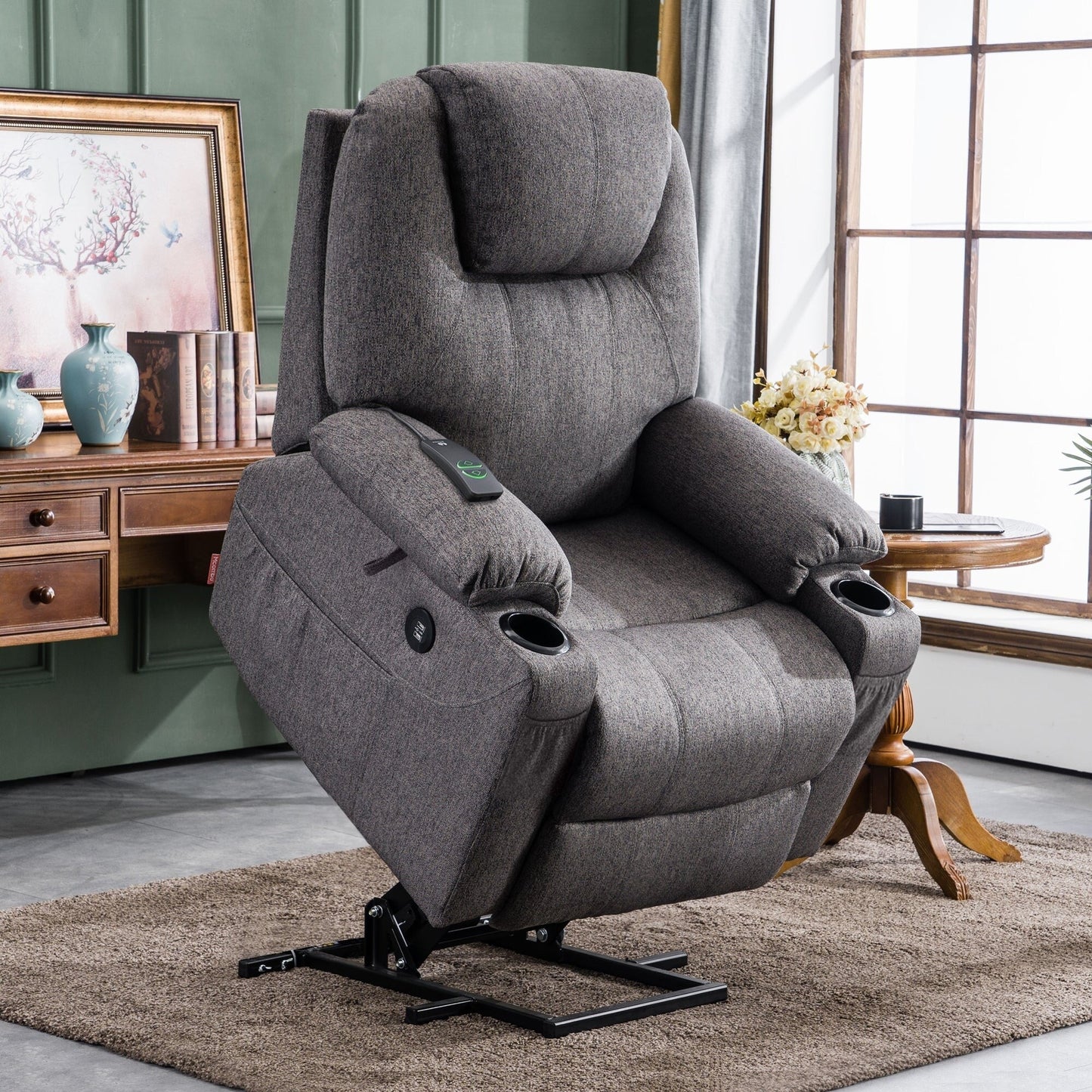Fauteuil inclinable électrique MCombo avec massage et chauffage, 3 positions, ports USB, tissu 7040