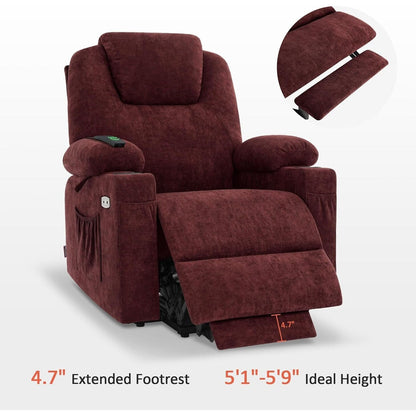 Fauteuil inclinable électrique MCombo avec massage et chauffage, 3 positions, ports USB, tissu 7040