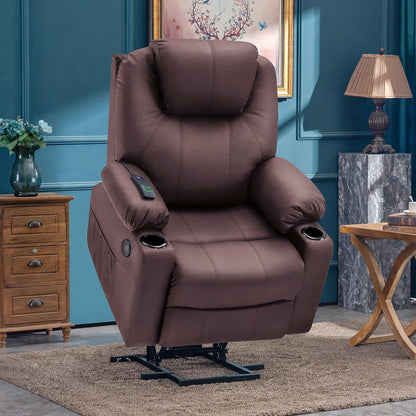 Fauteuil inclinable électrique MCombo avec massage et chauffage, 3 positions, ports USB, similicuir 7040