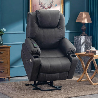 Fauteuil inclinable électrique MCombo avec massage et chauffage, 3 positions, ports USB, similicuir 7040
