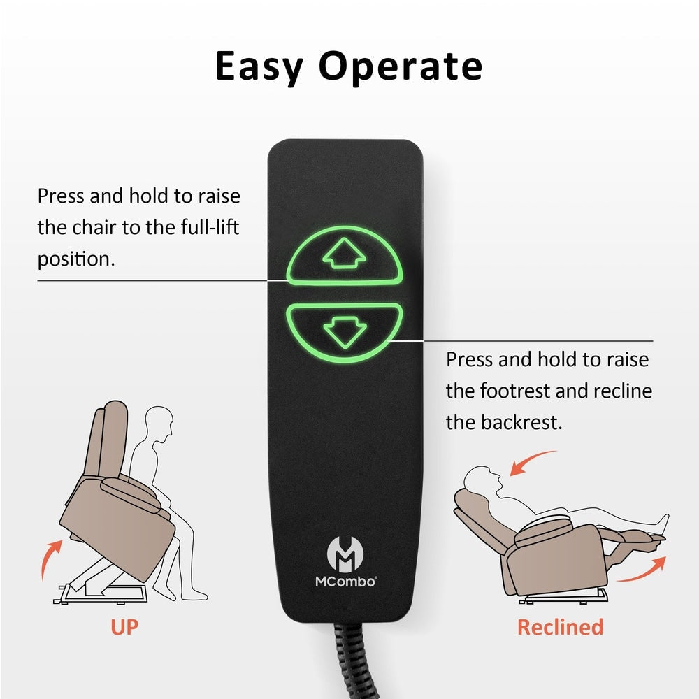 Fauteuil inclinable électrique MCombo avec massage et chauffage, 3 positions, ports USB, similicuir 7040
