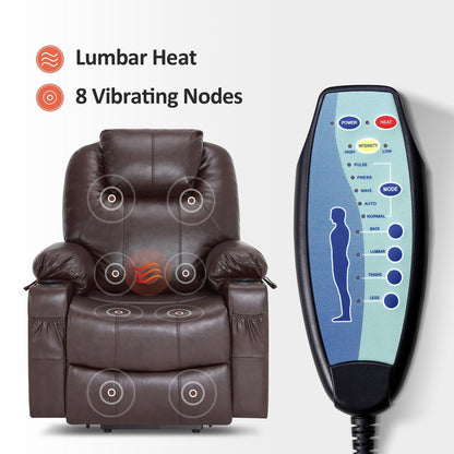 Fauteuil inclinable électrique MCombo avec massage et chauffage, 3 positions, ports USB, similicuir 7040