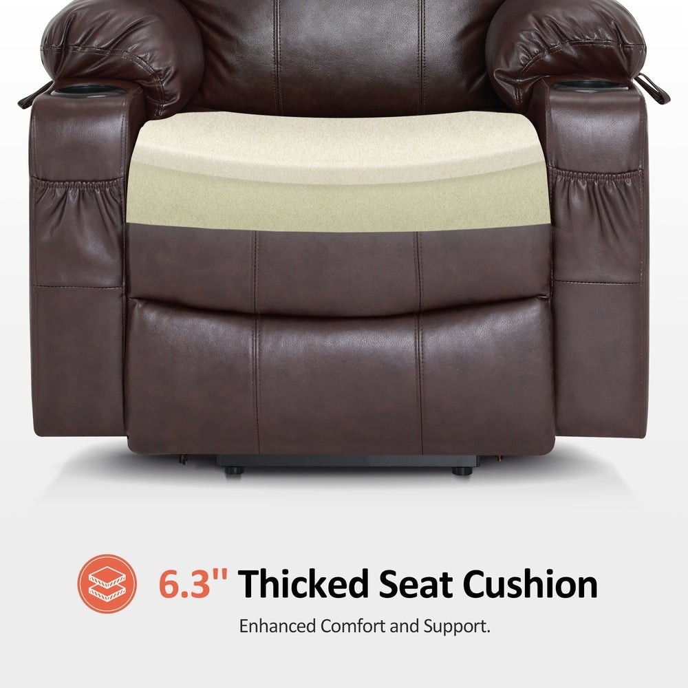 Fauteuil inclinable électrique MCombo avec massage et chauffage, 3 positions, ports USB, similicuir 7040