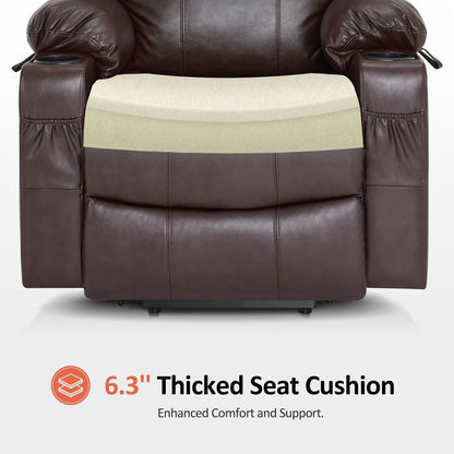 Fauteuil inclinable électrique MCombo avec massage et chauffage, 3 positions, ports USB, similicuir 7040