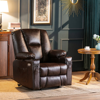 Fauteuil inclinable électrique MCombo avec repose-pieds allongé, porte-gobelets et similicuir 7507