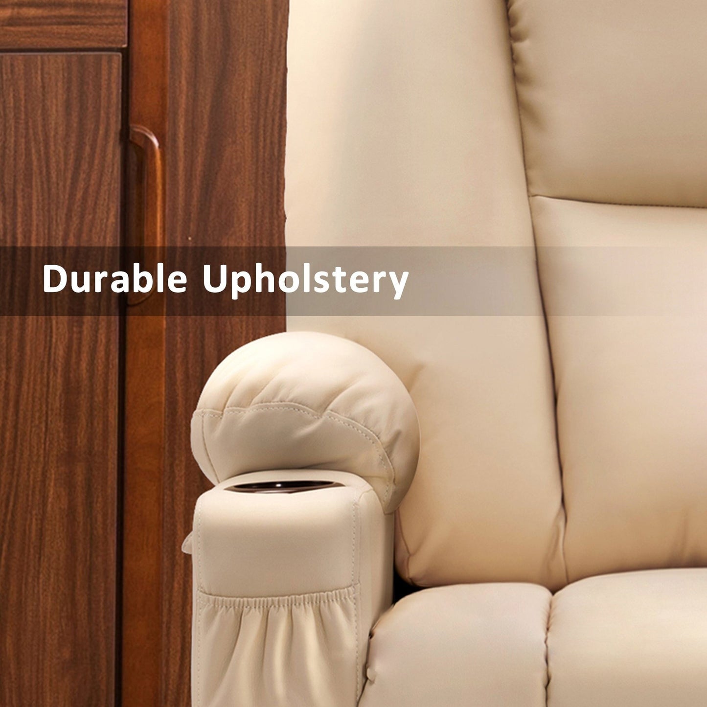 Fauteuil inclinable électrique MCombo avec repose-pieds allongé, porte-gobelets et similicuir 7507